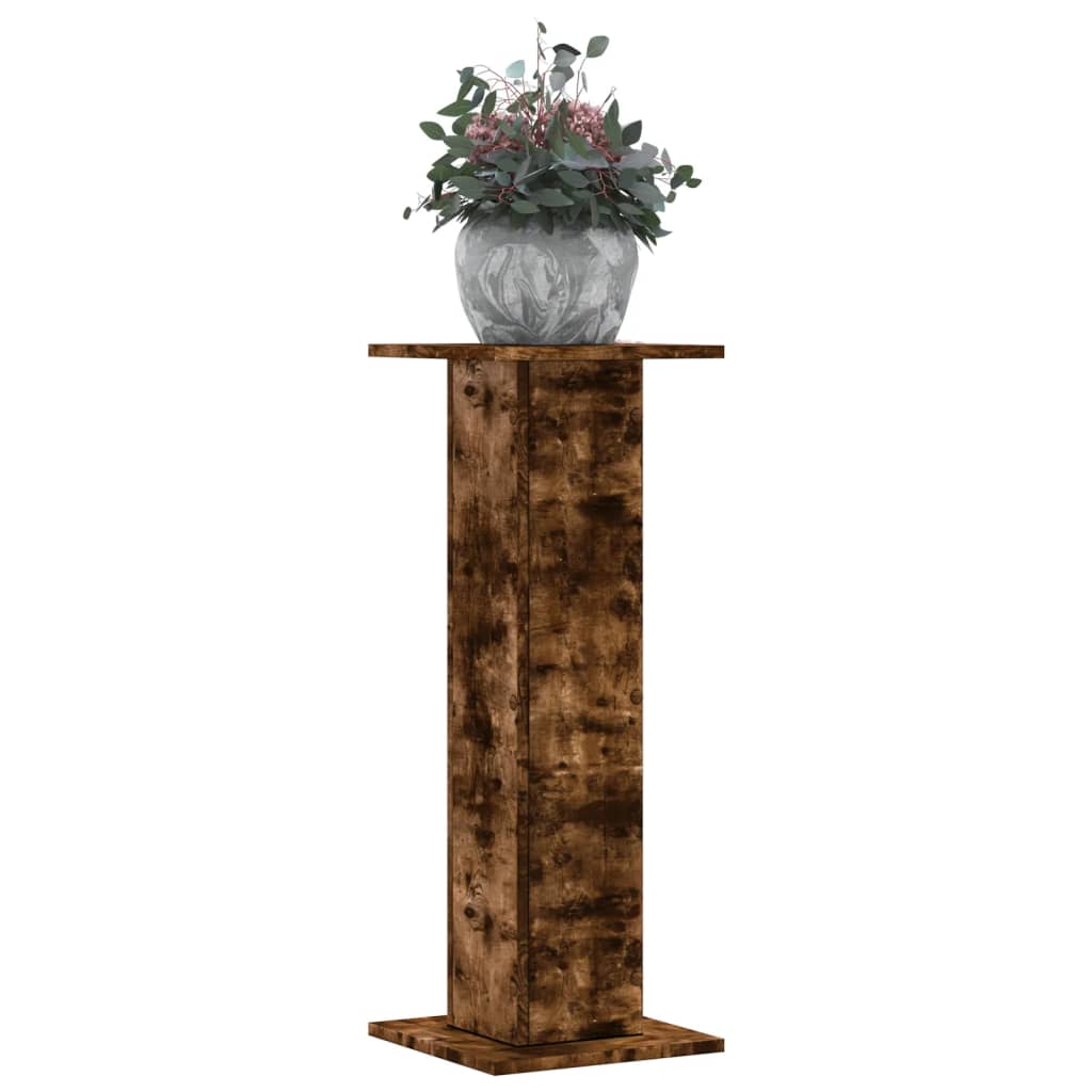 Vetonek Soportes para plantas 2 uds madera roble ahumado 30x30x80 cm