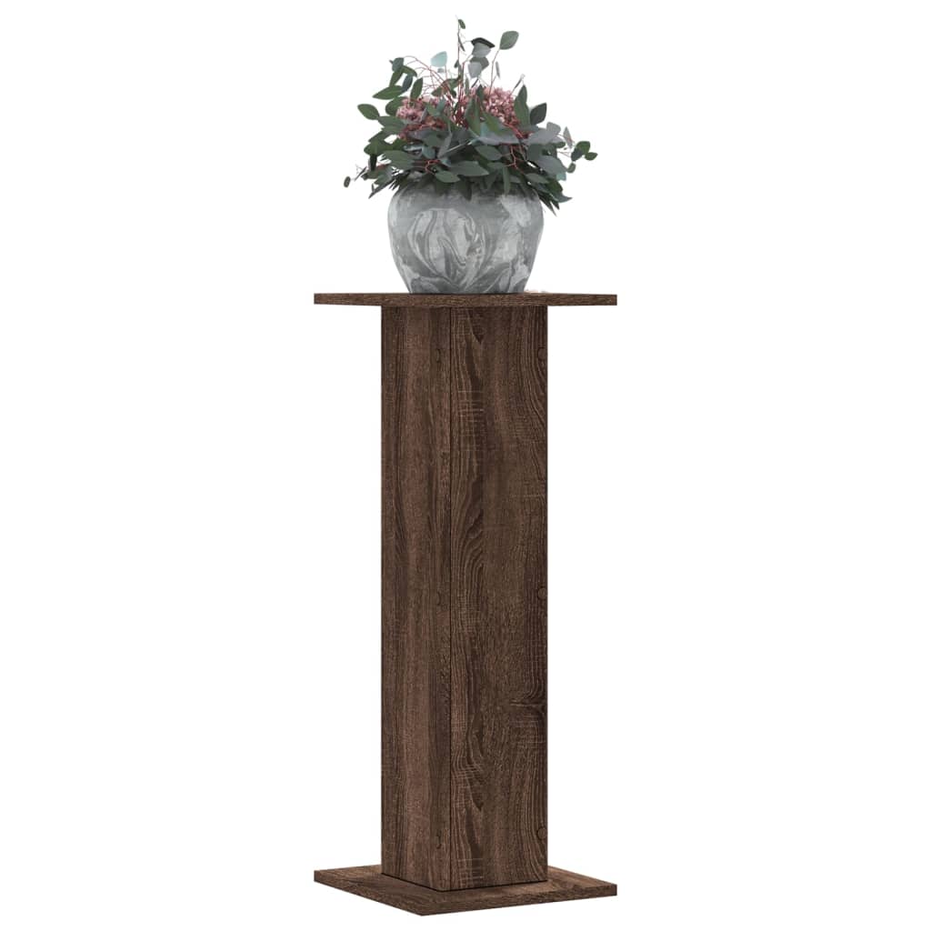 Vetonek Soportes para plantas 2 uds madera marrón roble 30x30x80 cm