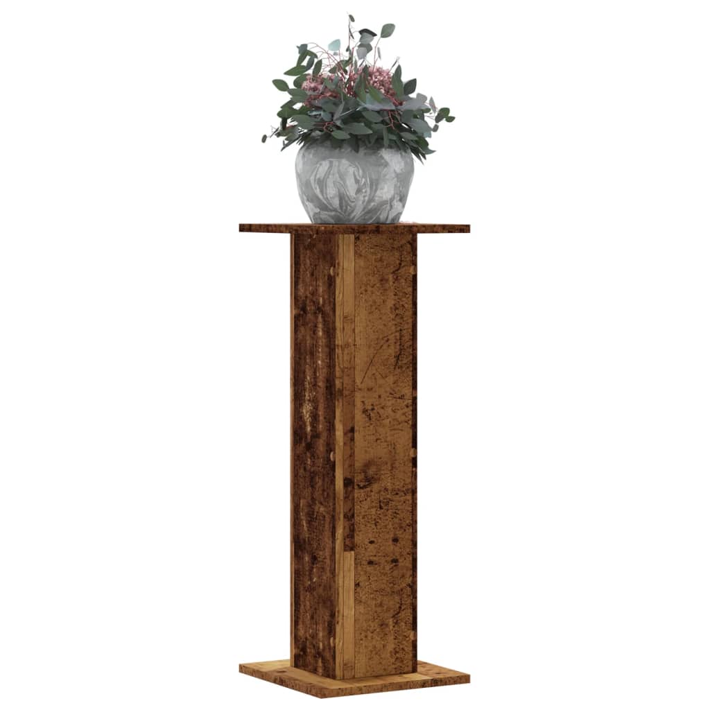 Vetonek Soportes para plantas 2 uds madera roble envejecido 30x30x80 cm