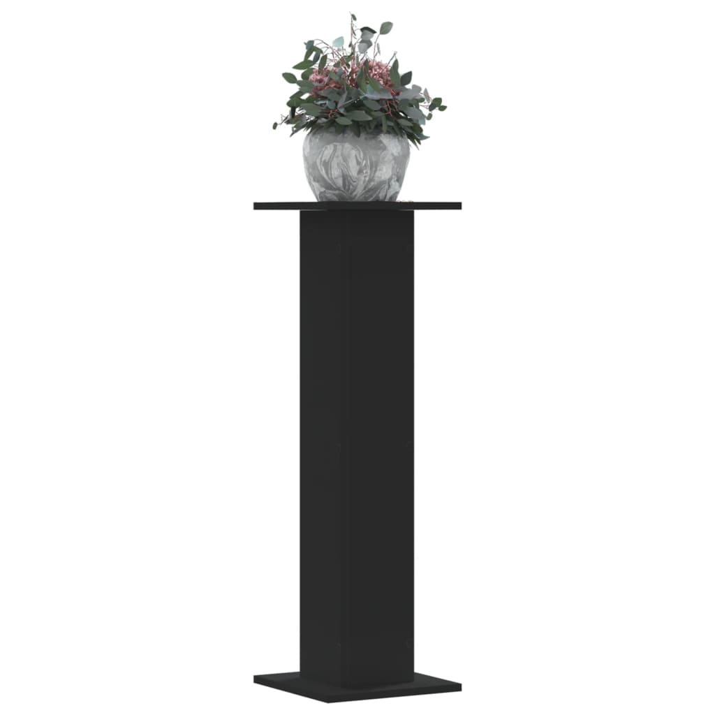 Vetonek Soportes de plantas 2 uds madera ingeniería negro 30x30x95 cm