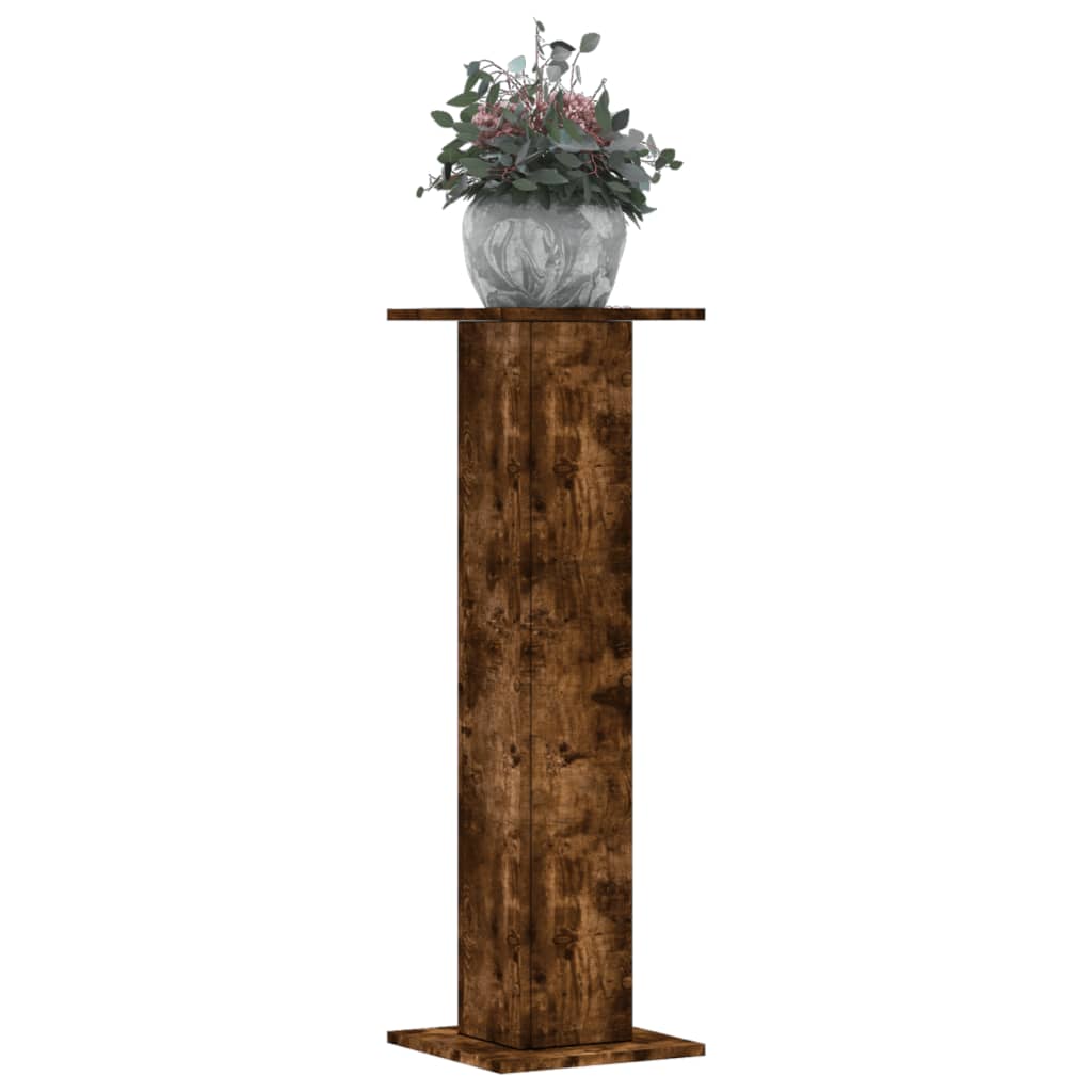 Vetonek Soportes para plantas 2 uds madera roble ahumado 30x30x95 cm