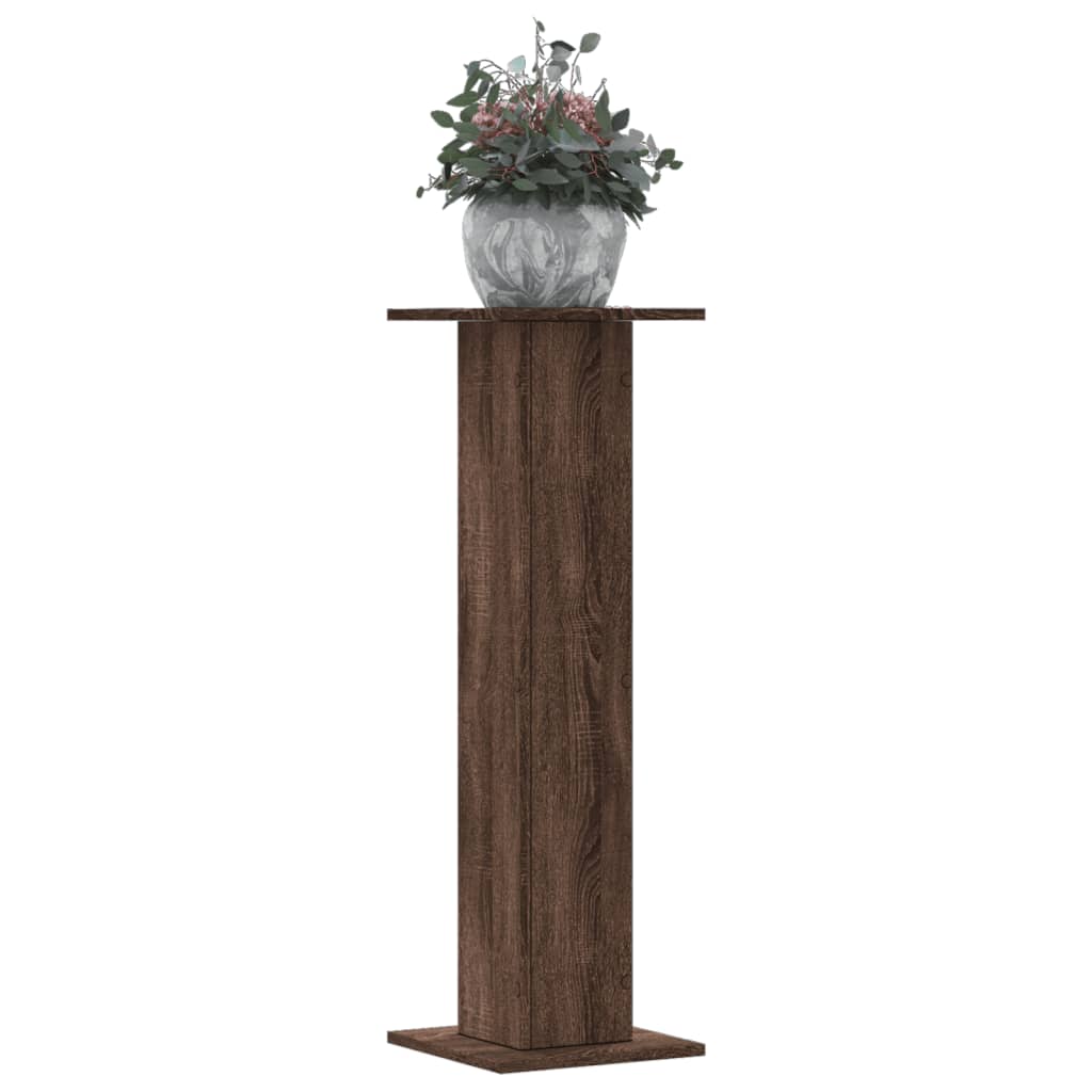 Vetonek Soportes para plantas 2 uds madera marrón roble 30x30x95 cm