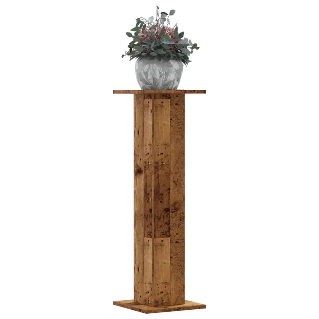 Soportes para plantas 2 uds madera roble envejecido 30x30x95 cm