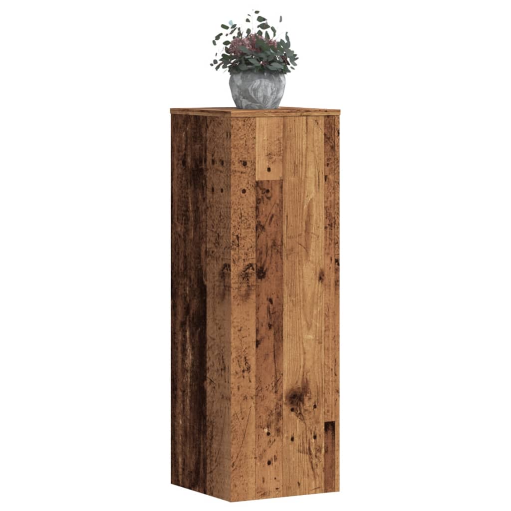 Soportes de plantas 2 uds madera roble envejecido 33x33x100 cm