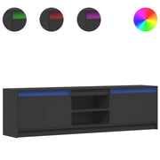 Mueble de TV con LED madera de ingeniería negro 180x34x50 cm V2584 Vetonek