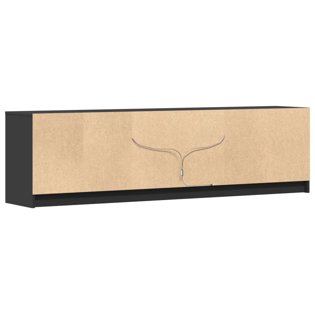 Mueble de TV con LED madera de ingeniería negro 180x34x50 cm V2584 Vetonek