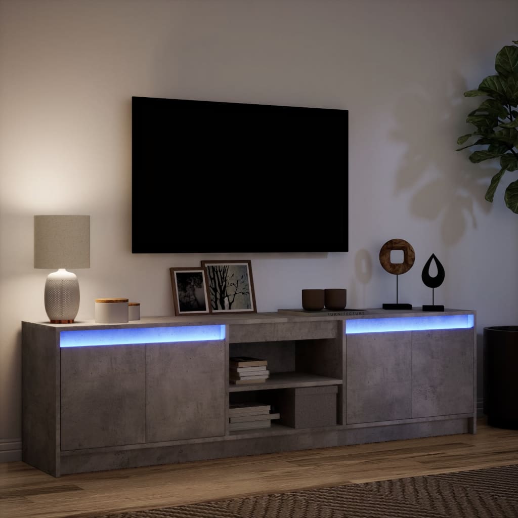 Mueble de TV LED madera ingeniería gris hormigón 180x34x50 cm V2607 Vetonek