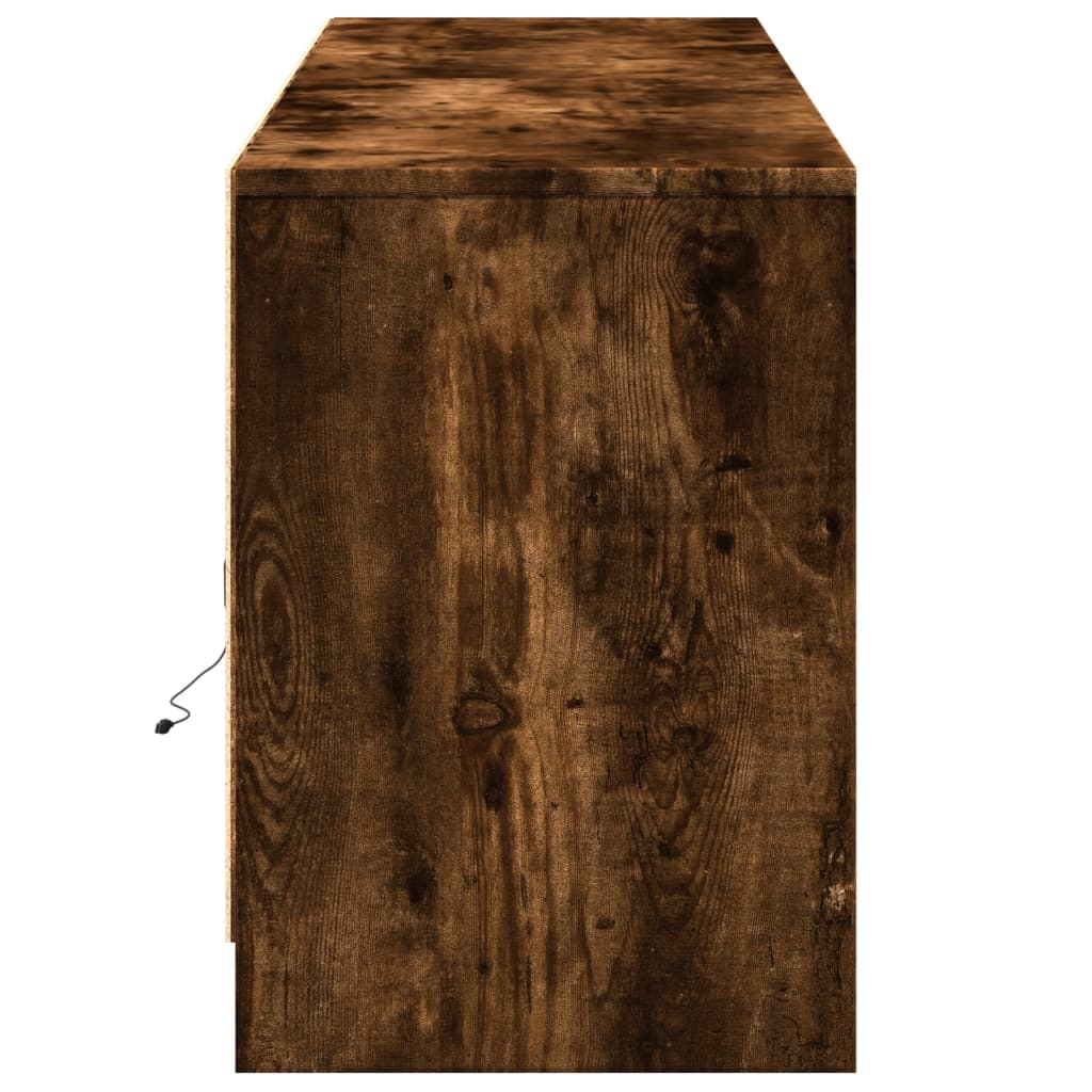 Mueble de TV LED madera ingeniería roble ahumado 180x34x50 cm V2614 Vetonek