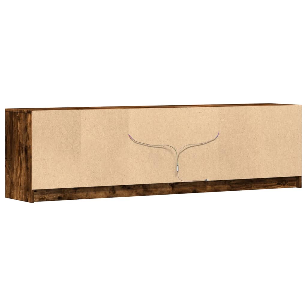 Mueble de TV LED madera ingeniería roble ahumado 180x34x50 cm V2614 Vetonek