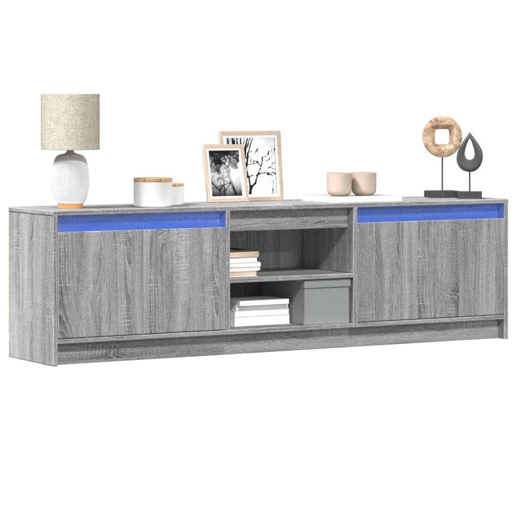 Vetonek Mueble de TV con LED madera ingeniería gris Sonoma 180x34x50 cm