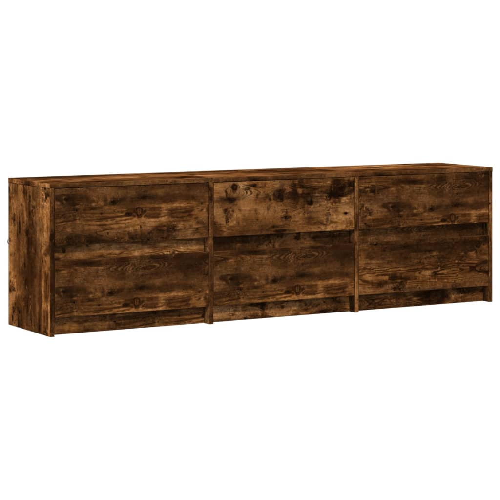 Mueble de TV LED madera sintetizada Nexus roble ahumado 180x34x50 cm - Vetonek