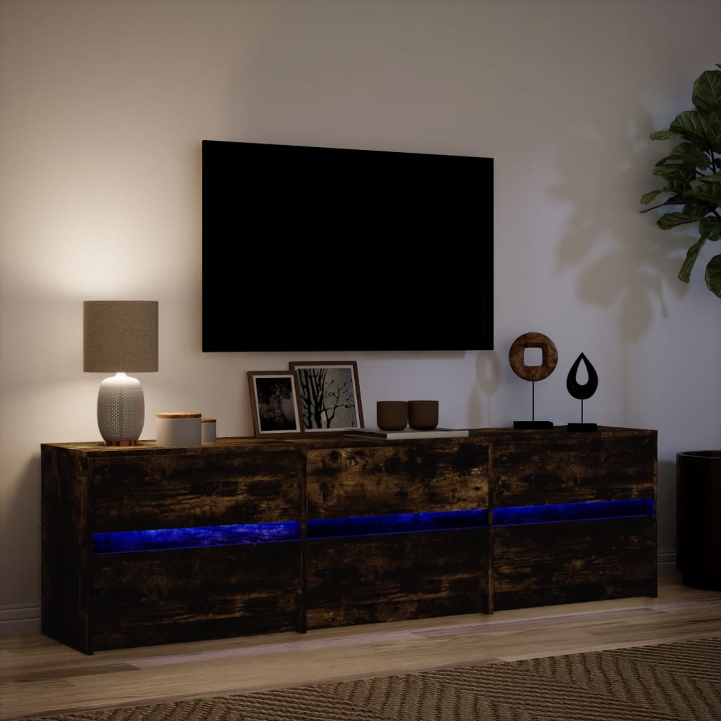 Mueble de tv led madera ingeniería roble ahumado 180x34x50 cm v2751 - Vetonek