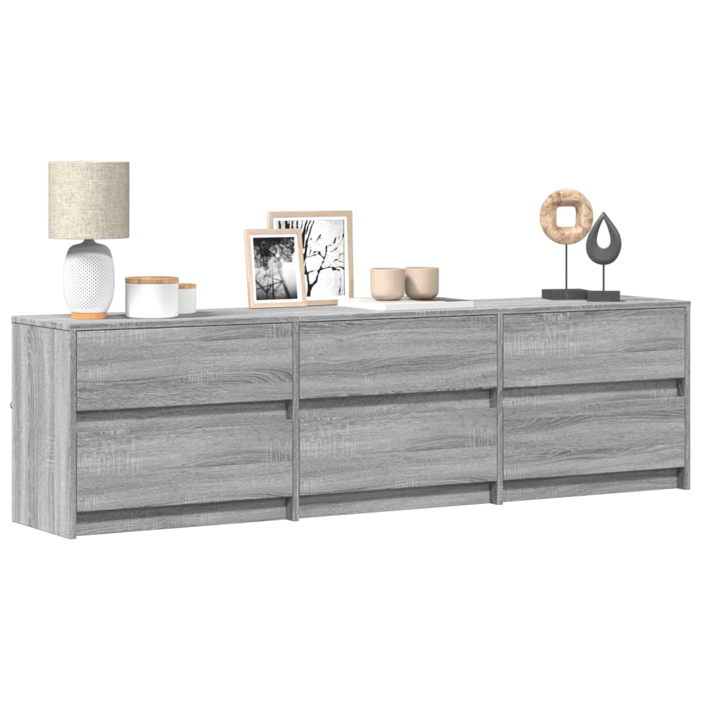 Mueble de tv con led madera ingeniería gris sonoma 180x34x50 cm v2768 Vetonek