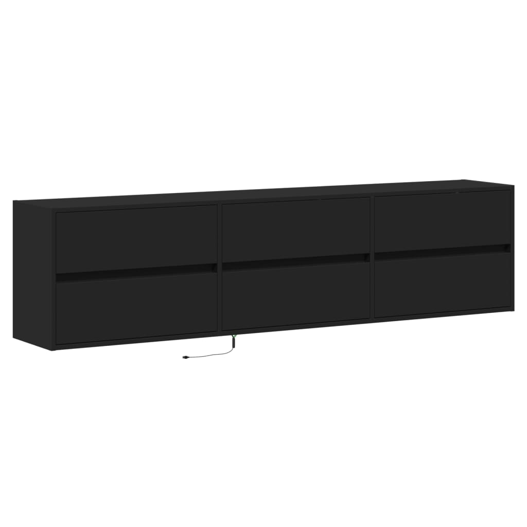 Mueble de TV de pared con LED negro 180x31x45 cm - Vetonek