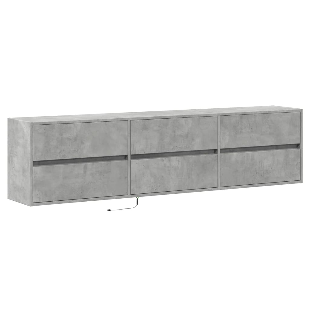 Mueble de TV de pared con LED gris hormigón 180x31x45 cm - Vetonek