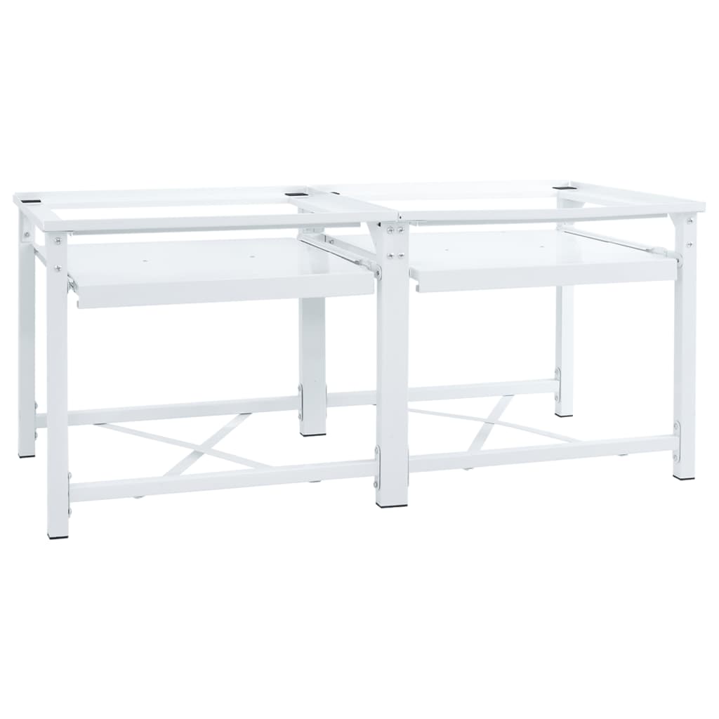 Vetonek Soporte pedestal doble lavadora con estantes extraíbles blanco