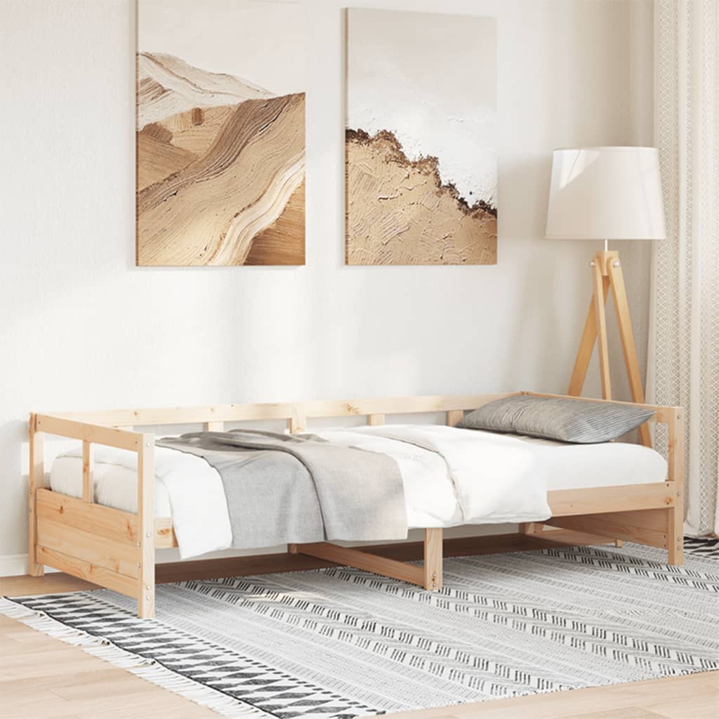 Vetonek Sofá cama madera maciza de pino natural 80x200 cm