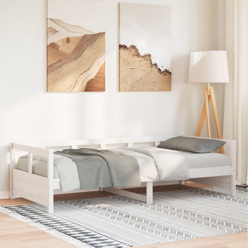 Vetonek Sofá cama sin colchón madera maciza de pino blanco 80x200 cm