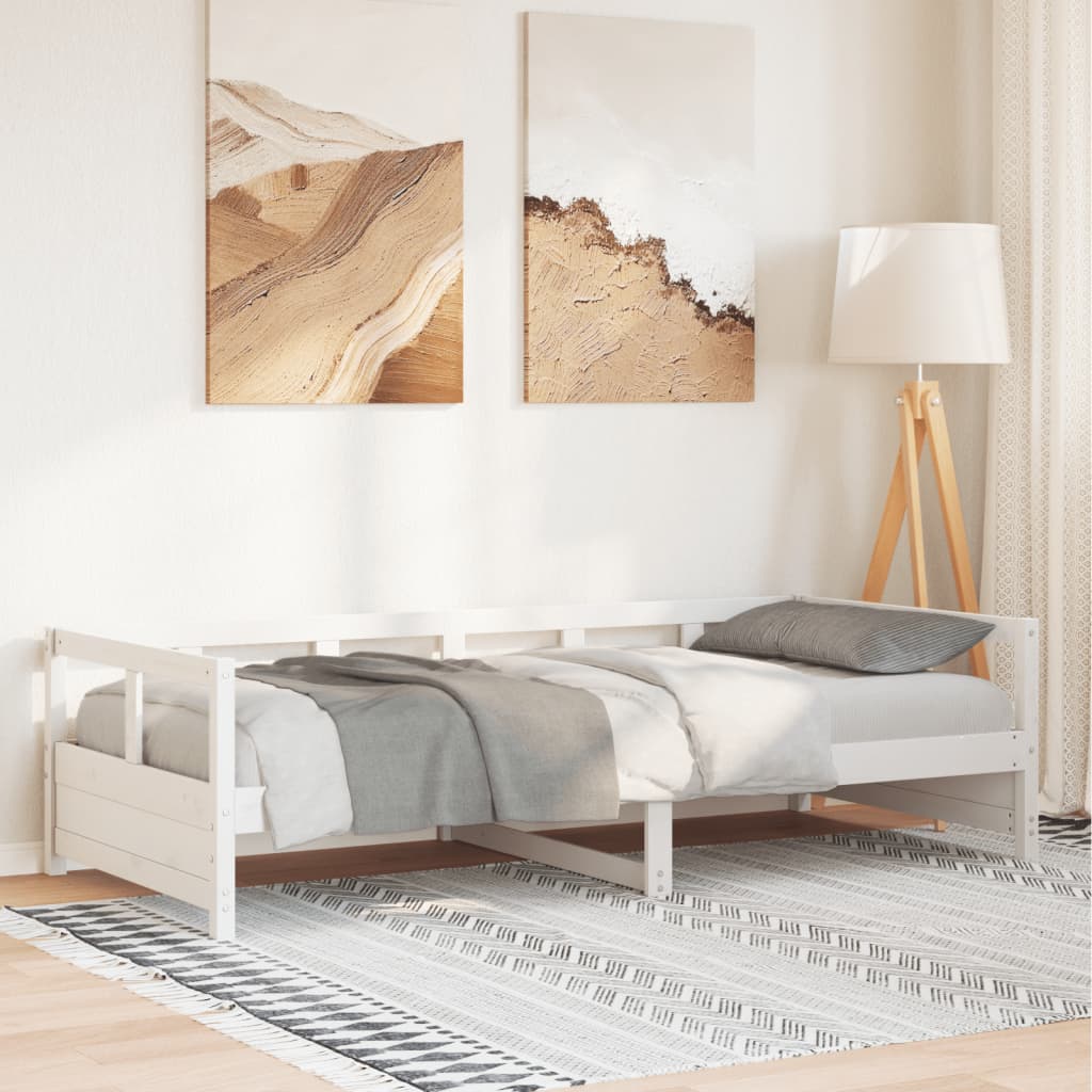 Vetonek Sofá cama sin colchón madera maciza de pino blanco 90x200 cm