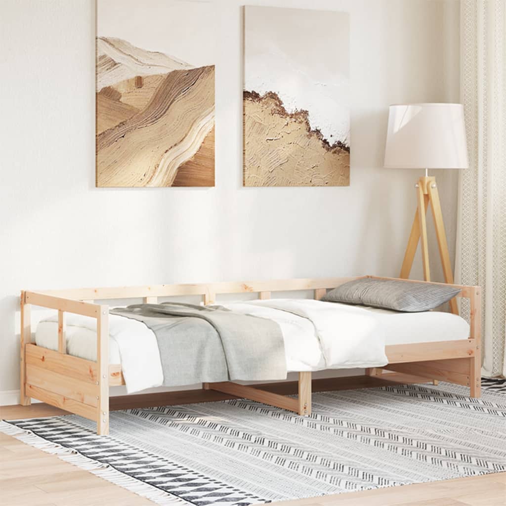 Vetonek Sofá cama de madera maciza de pino natural 90x190 cm