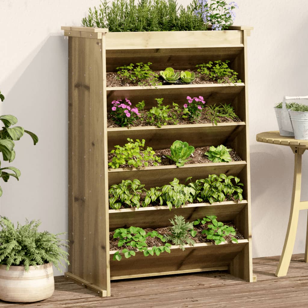 Jardinière à herbes aromatiques 6 niveaux en bois de pin imprégné 69x40x101,5cm v9391 Vetonek