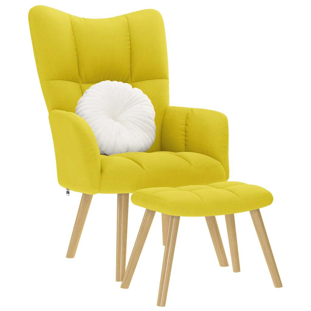 Vetonek Sillón de relax con taburete tela amarillo clara