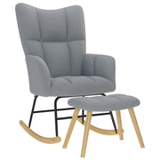 Vetonek Rocking chair with stool light gray fabric