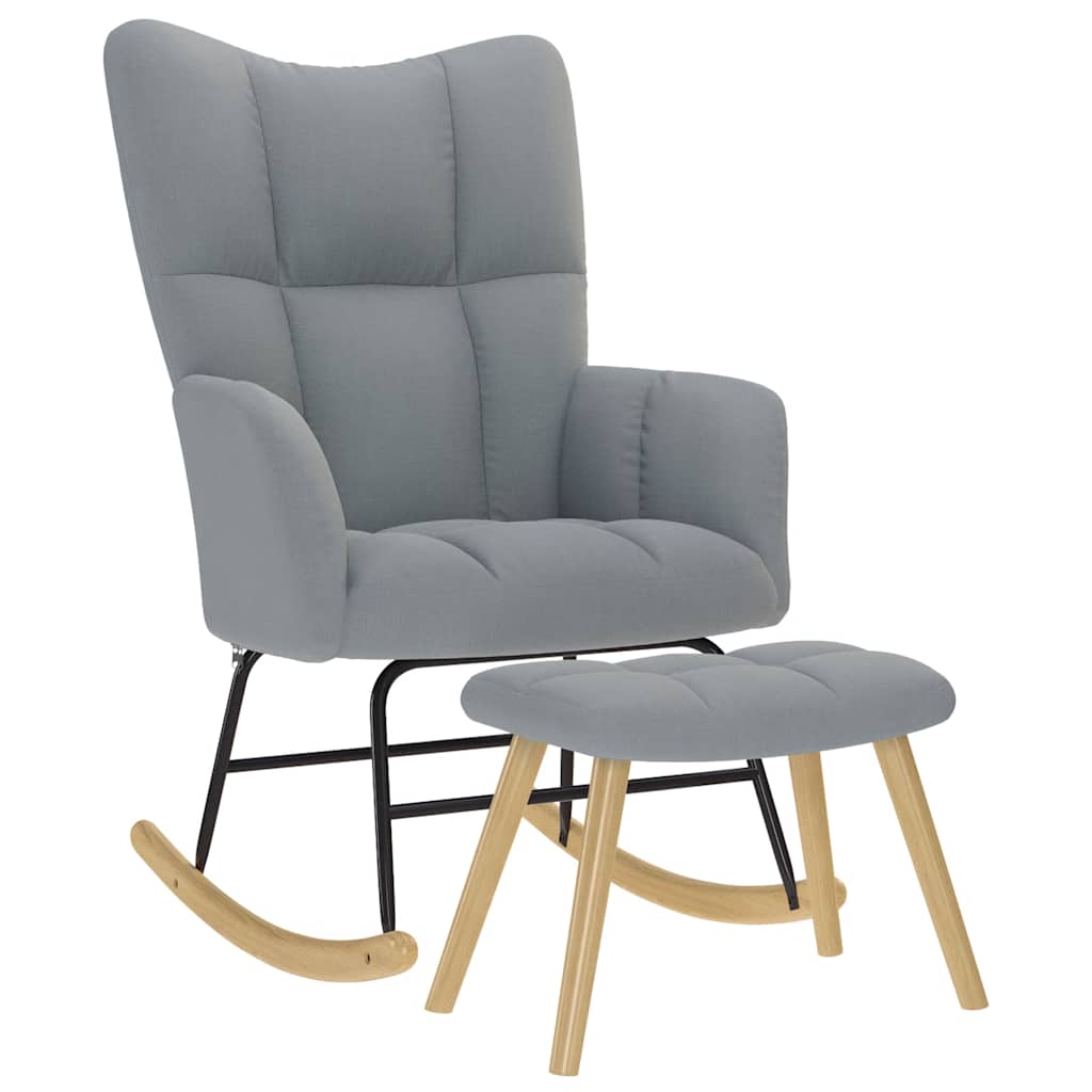 Vetonek Rocking chair with stool light gray fabric