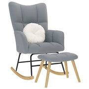 Rocking armchair with stool light gray fabric v2254 Vetonek