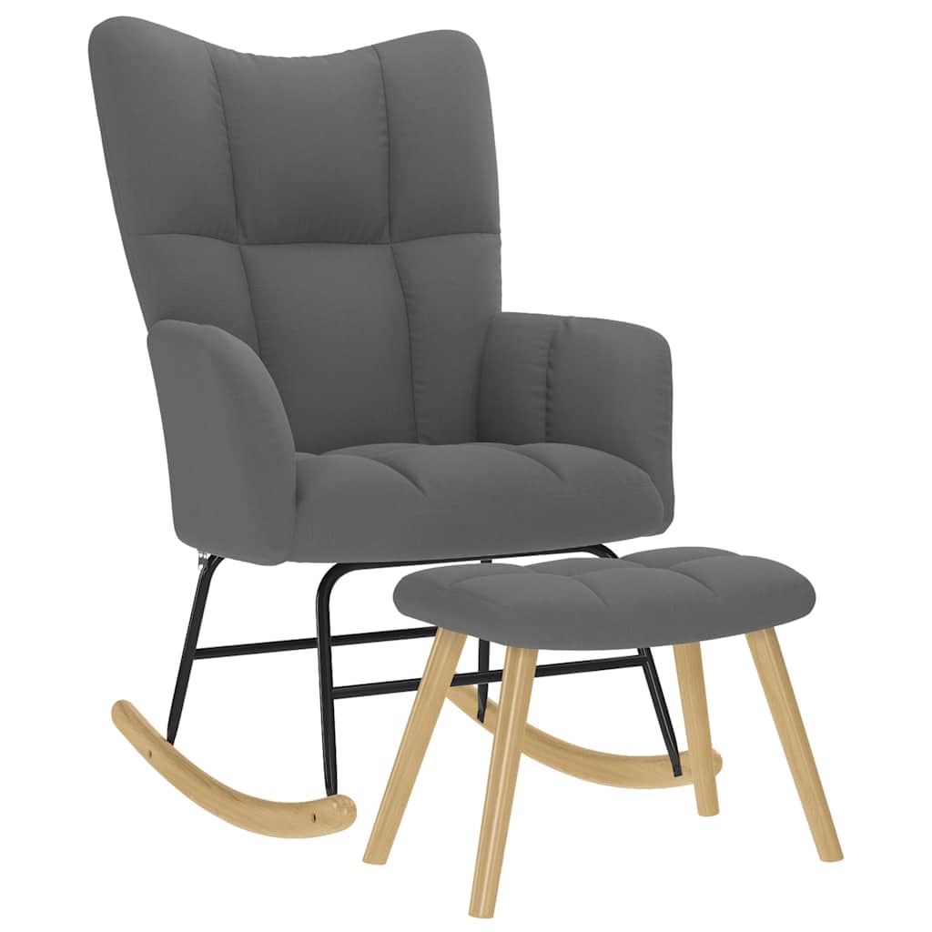 Vetonek Rocking chair with stool dark gray fabric