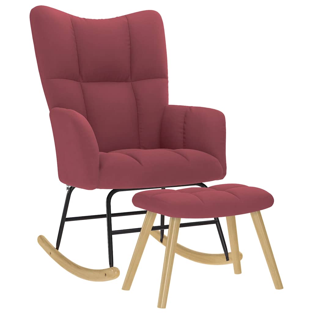 Vetonek Rocking chair with stool red red fabric