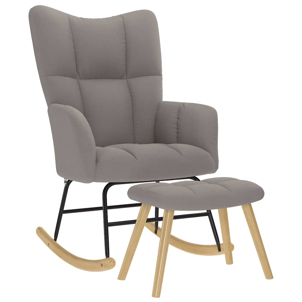 Vetonek Rocking chair with stool gray taupe fabric