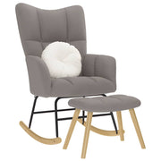 Rocking chair with stool gray taupe fabric v2315 Vetonek