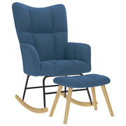Vetonek Rocking chair with stool blue fabric