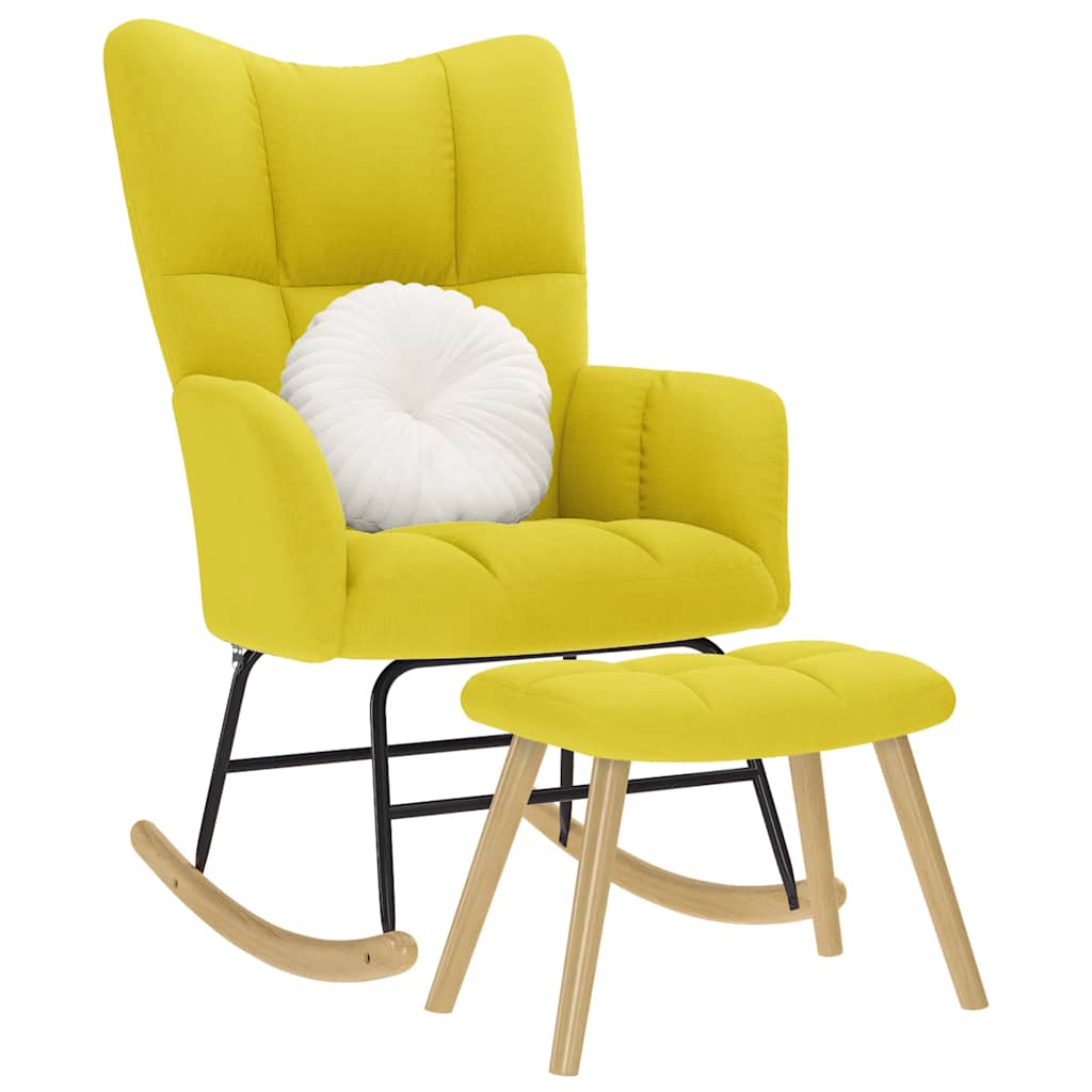 Rocking chair with stool light yellow fabric v2346 Vetonek