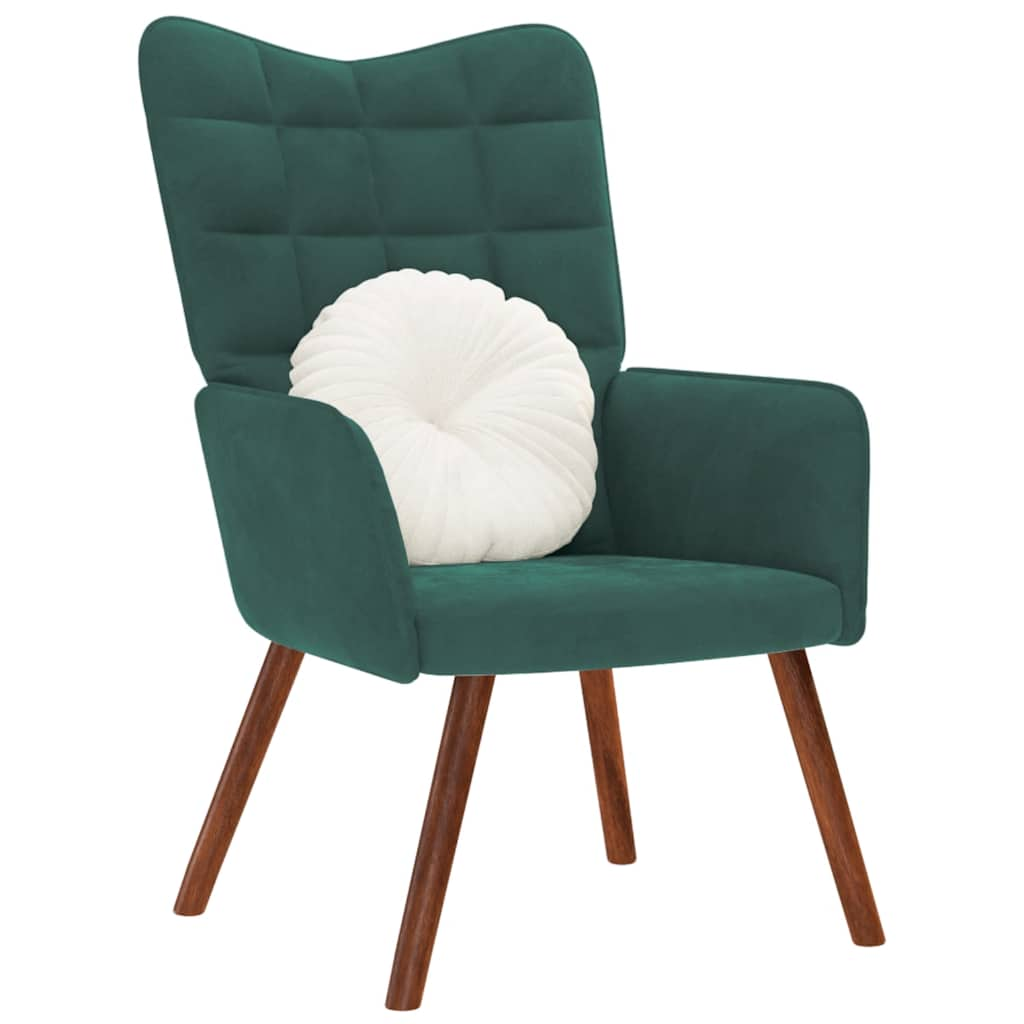 Vetonek Sillón de relax de terciopelo verde oscuro