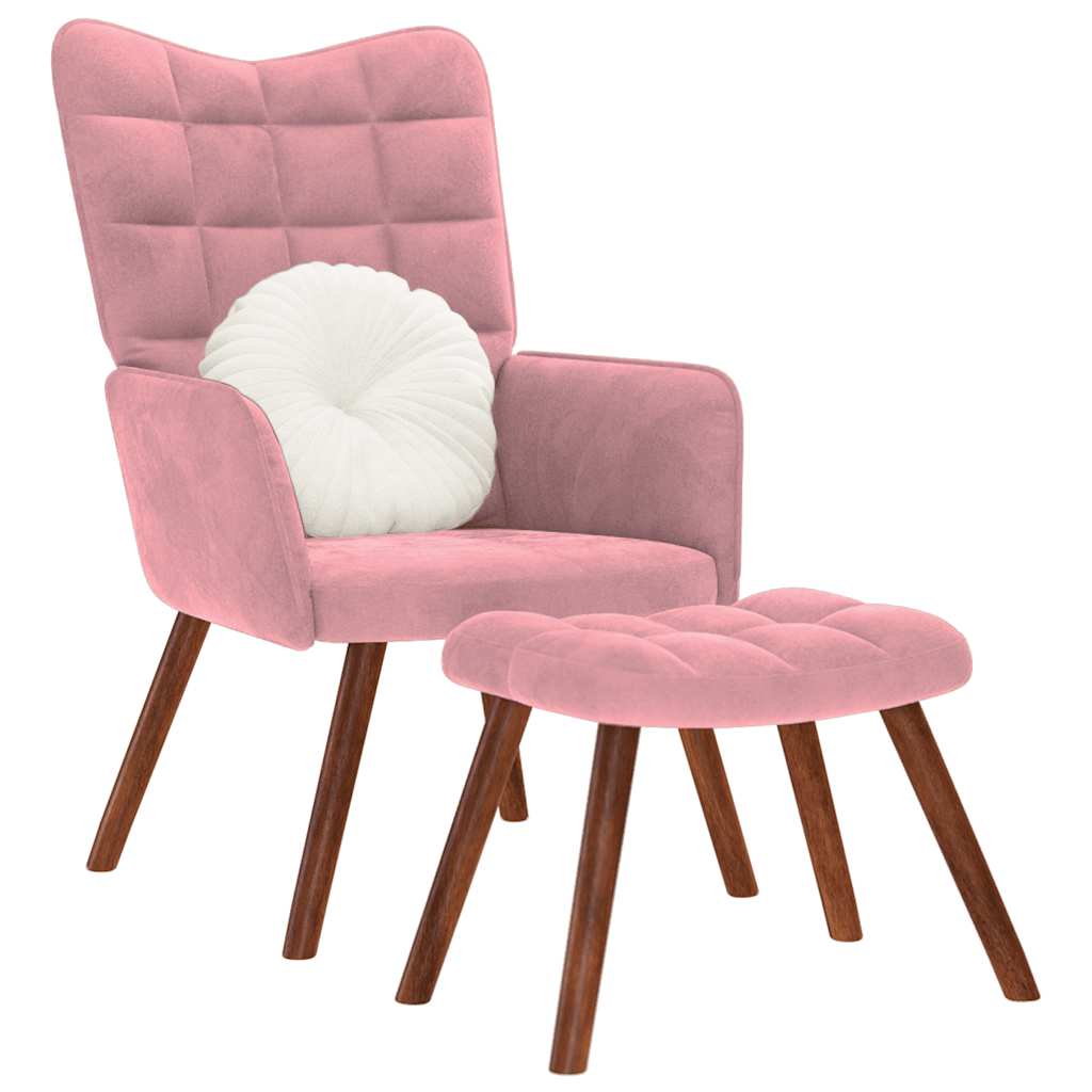 Vetonek Sillón de relax con reposapiés terciopelo rosa