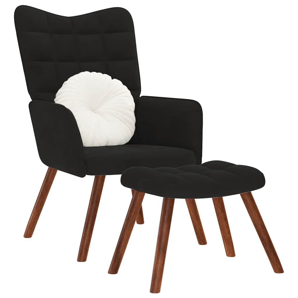 Vetonek Sillón de relax con reposapiés terciopelo negro