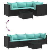 Set de muebles de jardín 5 pzas y cojines ratán sintético negro V3671 Vetonek