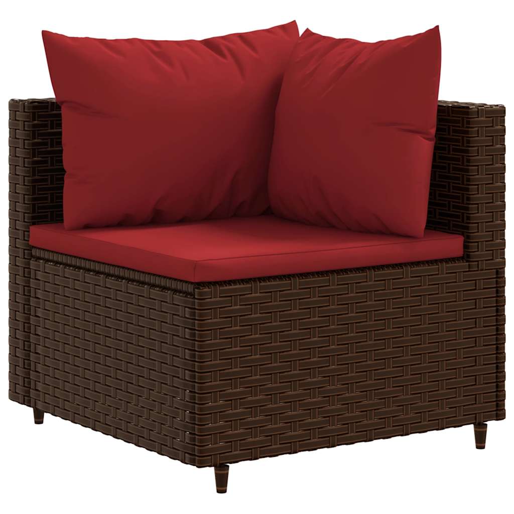 Set mobili da giardino 5 pezzi e rattan sintetico marrone