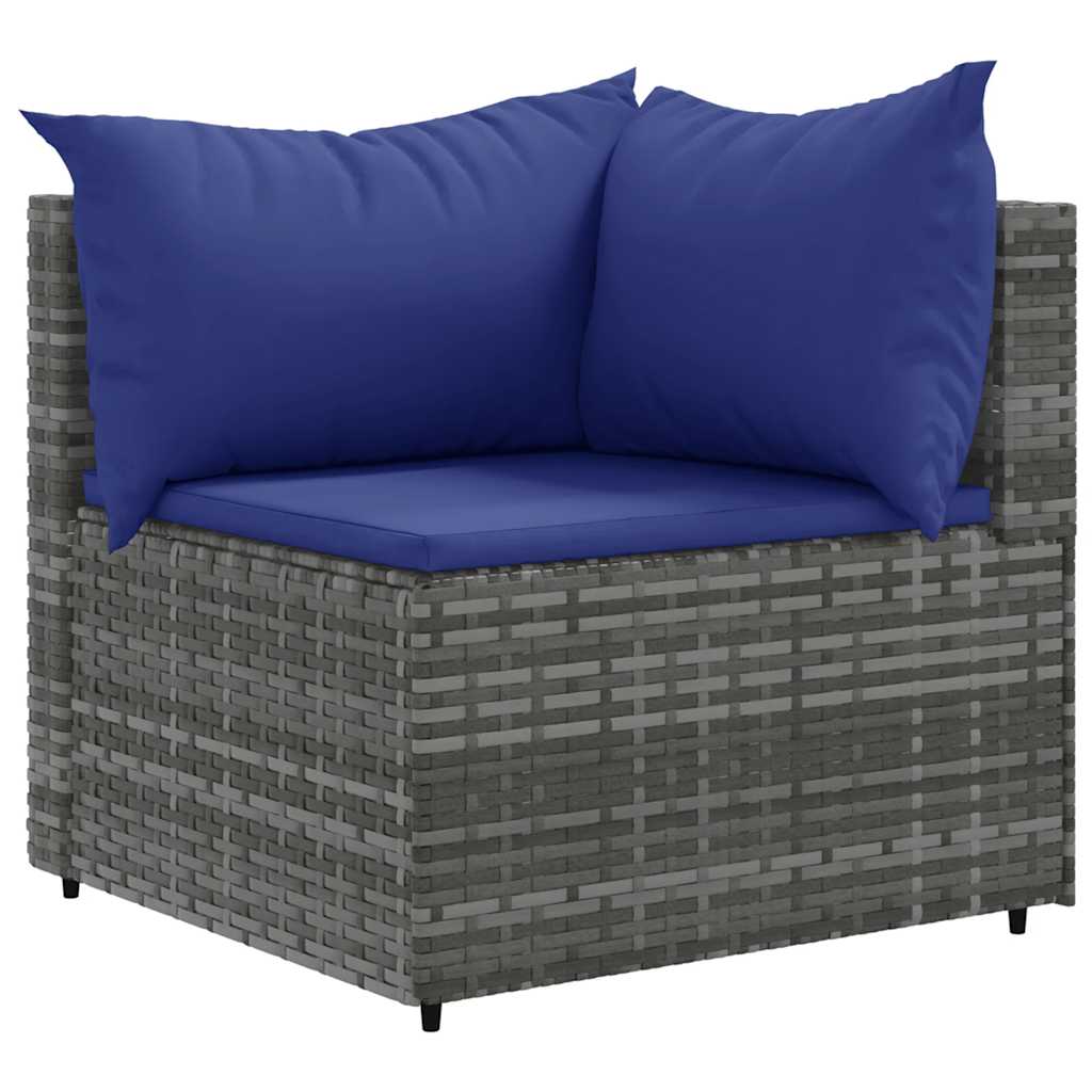 Garden Furniture Set 5 pcs and gray synthetic rattan cushions