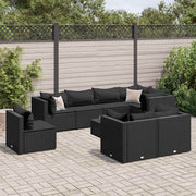 Set de muebles de jardín 9 pzas y cojines ratán sintético negro v4869 Vetonek