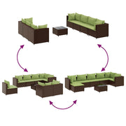 Set sofás de jardín 8 piezas y cojines ratán sintético marrón V5217 Vetonek