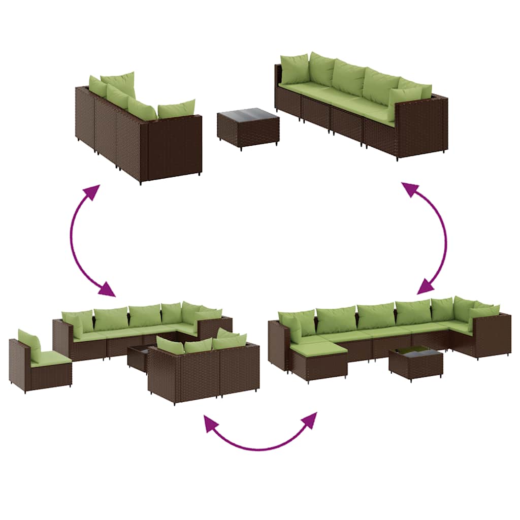 Set sofás de jardín 8 piezas y cojines ratán sintético marrón V5217 Vetonek