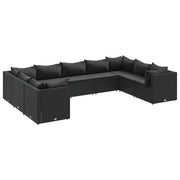 Set de muebles de jardín 9 pzas y cojines ratán sintético negro v5507 Vetonek