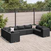 Set de muebles de jardín 9 pzas y cojines ratán sintético negro v5507 Vetonek