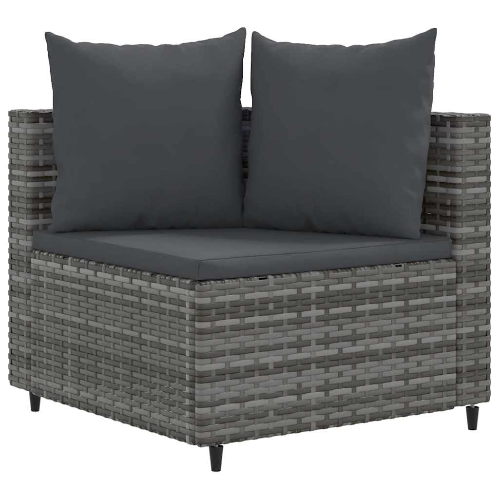 Garden Sofas Set 7 pcs with gray synthetic rattan cushions