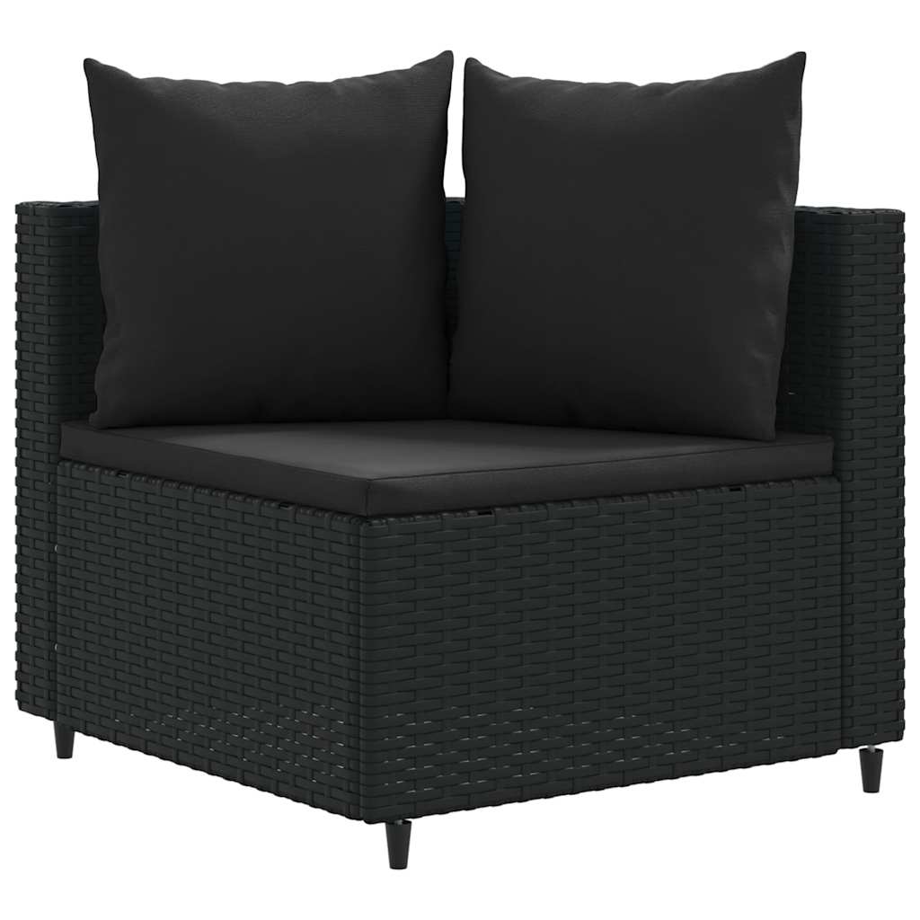 Ensemble de meubles de jardin 5 pcs et coussins synthétiques noirs