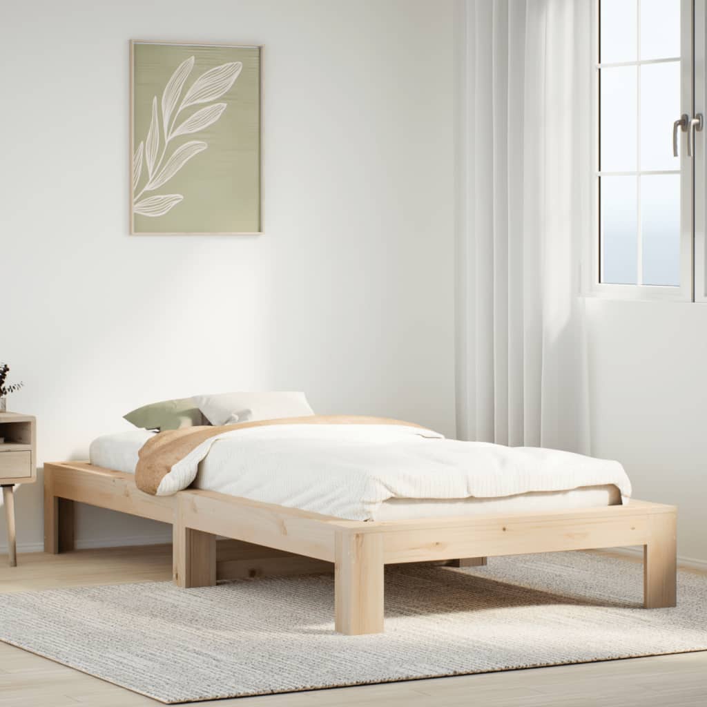 Vetonek Estructura de cama sin colchón madera maciza de pino 100x200 cm