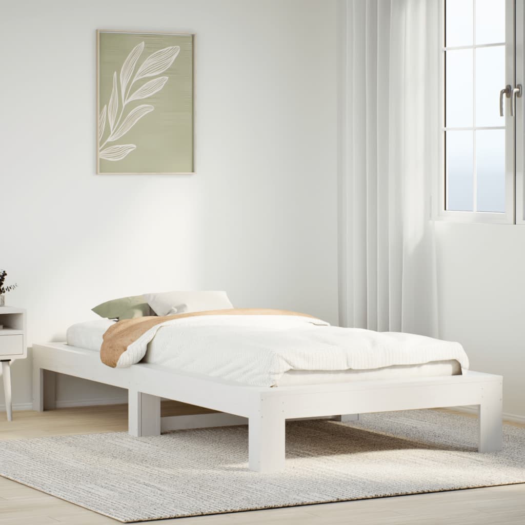 Vetonek Estructura cama sin colchón madera maciza pino blanca 100x200cm